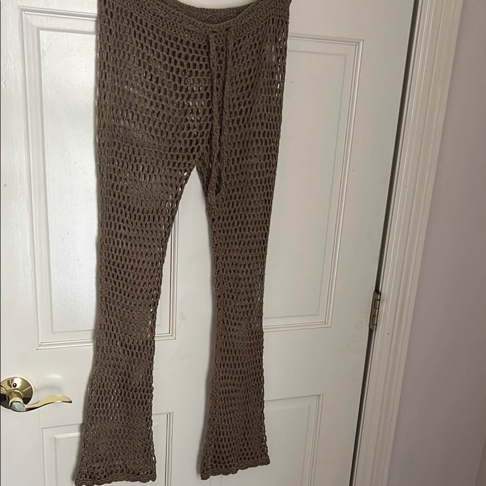 Fashion Nova Brown Crochet Swim Coverup Pants